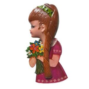 Vintage Dawn Doll Profile Hand Mirror Topper Toys Durham Hong Kong 1970s 7" READ